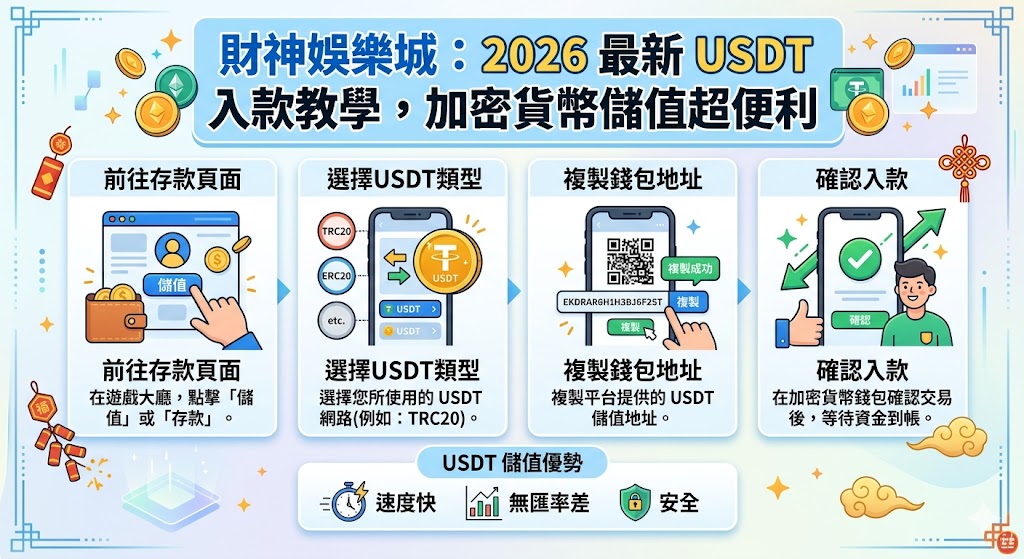 財神娛樂城：2026 最新 USDT 入款教學，加密貨幣儲值超便利